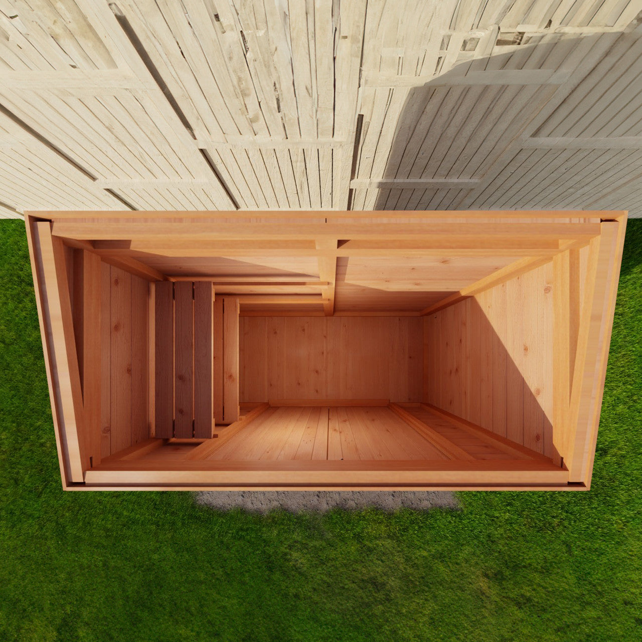 Overhead view - looking down into the shed