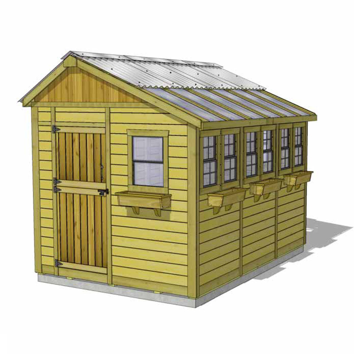 Example of 8' x 12' with metal roof option 