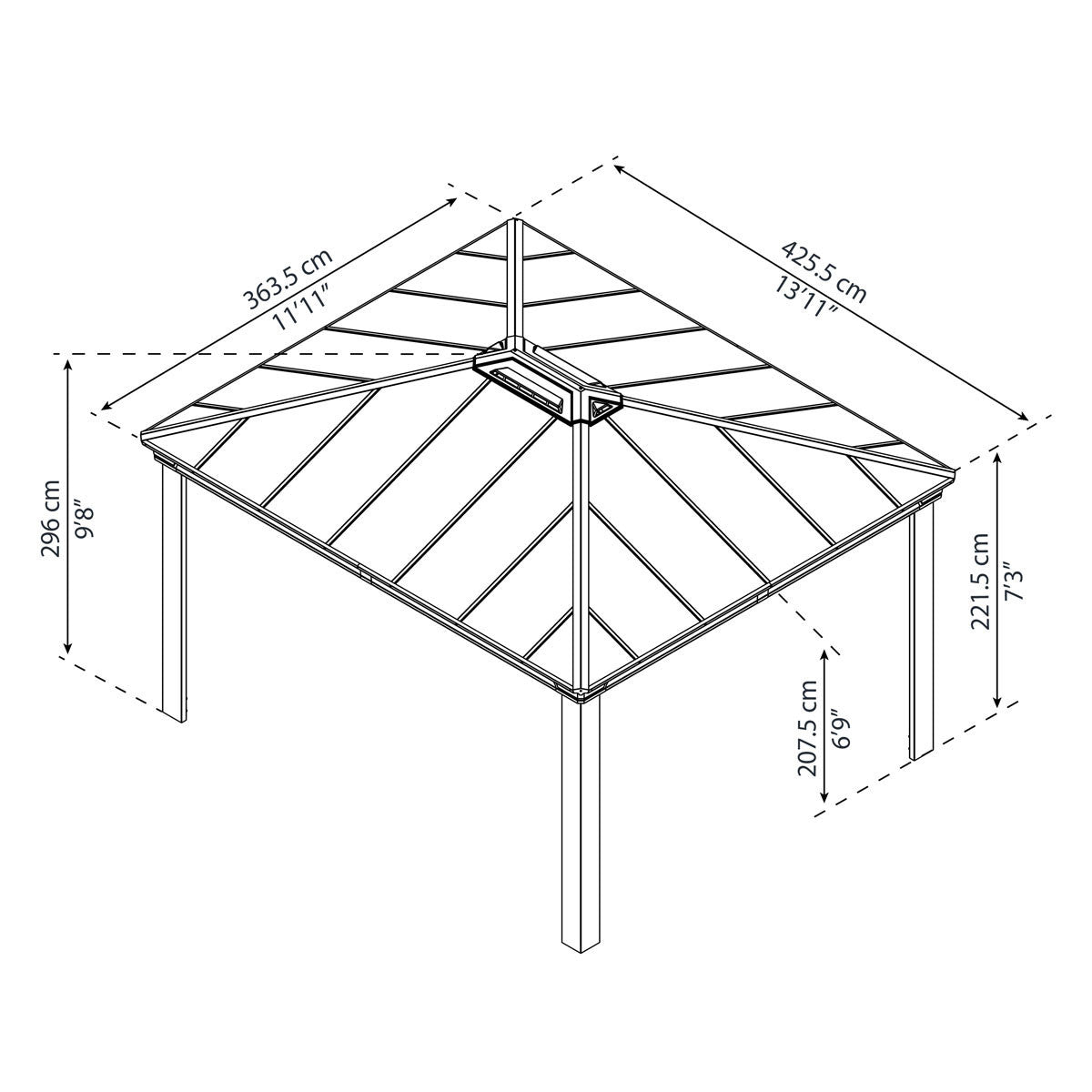 12' Dallas Aluminum Hardtop Gazebo Kit