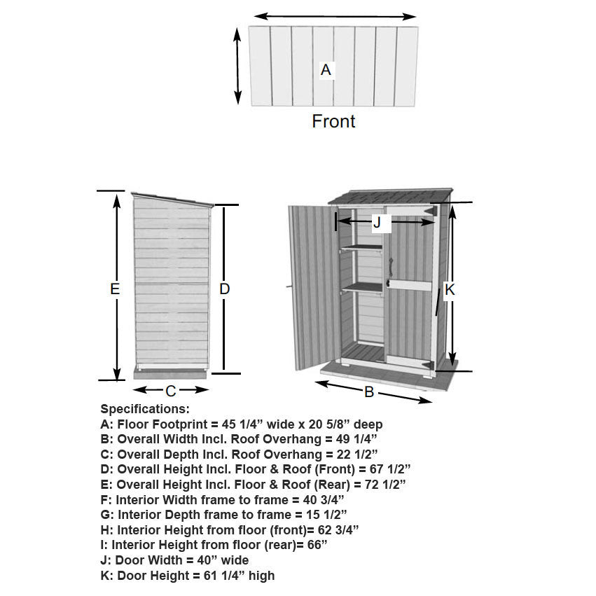 4' x 2' Garden Chalet Shed