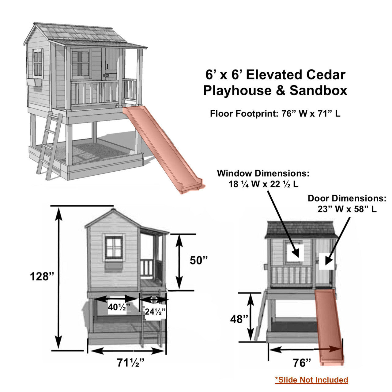 6' x 6' Little Cedar Playhouse & Sandbox